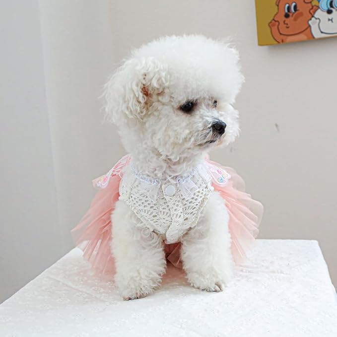 Fashion Sweet Puppy Dog Blingbling Princess Skirt Pet Dog Lace Cake Camisole Tutu Dress B-Pink S