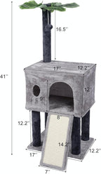 Cat Tree for Indoor Cats, Cat Tower with Scratching Post, Modern Activity House for Large Cats, Condo with Board, Kittens Cave