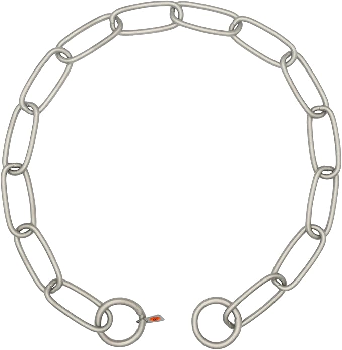 Herm Sprenger Matte Stainless Steel Fur Saver Long Link Dog Collar No-Pull Slip Chain for Medium Large Dogs Professional Training Collar Correction Chain Made in Germany (25in (63cm) x 4mm)