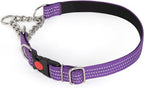 Martingale Collars,Reflective Dog Collar,Side Release Buckle,Adjustable Chain Training Pet Collars (Purple, L,Neck 15"-27")