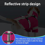 MIGOHI Ultra Thick Dog Jacket,Reflective Medium Dog Coat with Harness Built in,Warm Pet Winter Coat Zip Up Puffer Jacket with Furry Collar for Medium Dogs with Legs Outdoor Adventure,L,Rosered