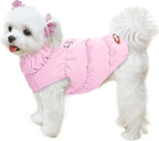 Winter Warm Dog Jacket for Small Medium Dogs Cat Cold Weather Coats with Harness Paded Dogs Fleece Vest Waterproof Windproof Dog Snow Jacket Pet Puppy Clothes (Pink,XS)