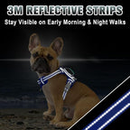 BARKBAY No Pull Dog Harness Large Reflective Dog Harness with Front Clip and Easy Control Handle for Walking Training Running with ID tag Pocket(Sapphire Blue,XS)