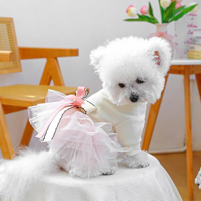 Furbabycare® Elegant Sweet Fashion Puppy Dog Blingbling Princess Skirt Pet Dog Lace Cake Camisole Tutu Dress Q-Apricot X-Small