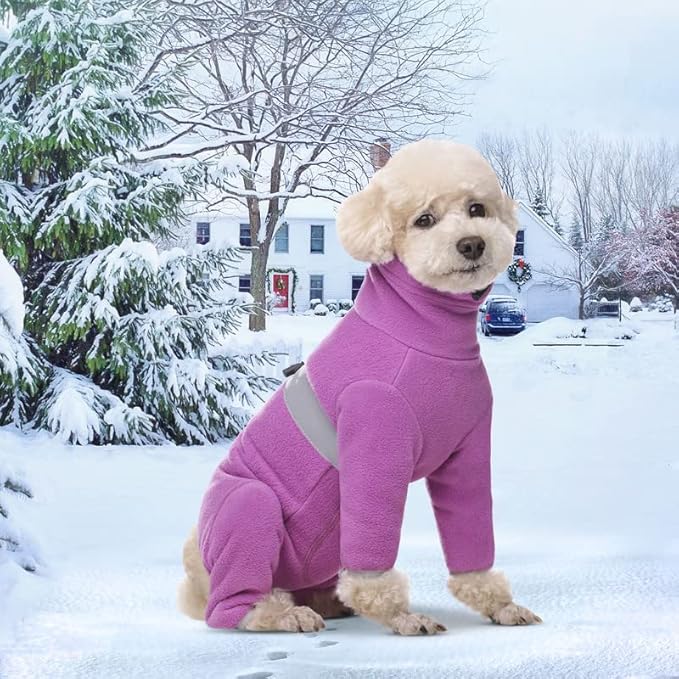 Polar Fleece Dog Coats for Small Medium Dogs, Winter Jacket Sweater Vest Bodysuit, Four-Legged Warm Clothes Pajamas