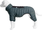 ArmyGreen Dog Jacket, 4-Legs Covered Waterproof Windproof Reflective Warm Dog Vest, Zippered Adjustable Outdoor Snow Jacket for Small/Medium/Large Dogs - XXXL