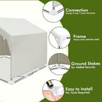Outdoor Large Pet Shade Shelter Tent - Stainless Steel Frame with Ground Stakes for Stability, Spacious Sun Canopy for Dogs, Cats & Other Pets