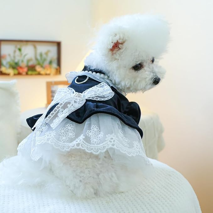 Furbabycare® Elegant Sweet Fashion Puppy Dog Blingbling Princess Skirt Pet Dog Lace Cake Camisole Tutu Dress H-Black X-Small