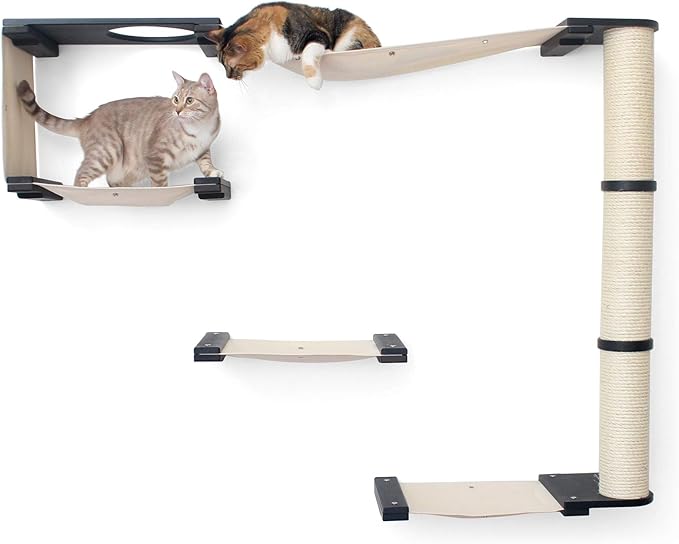 CatastrophiCreations Climb - Multiple-Level Cat Hammock & Climbing Activity Center, 36 x 56 x 12 Inches, Natural Bamboo/Natural Canvas (Pack of 1)