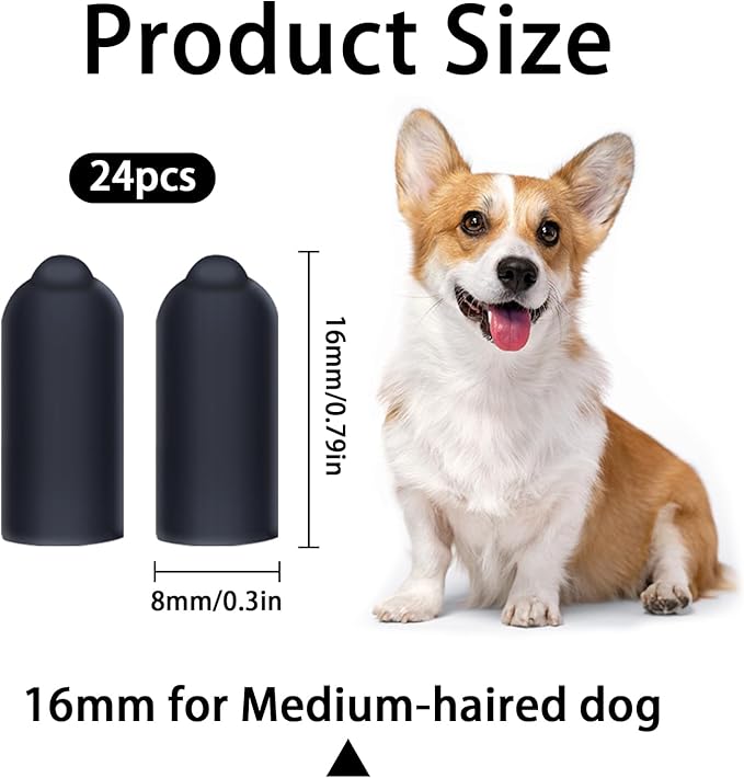 Column Rubber Sleeve for Prong Collar, 24 Pieces Shock Collar Rubber Tips Dog Training Collar Replacement Parts for Dog Shock Collar Prongs or Anti Bark Collars (16 mm)