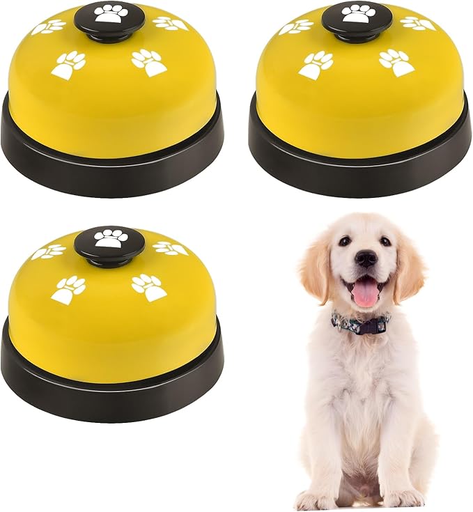 3 Pack Dog Doorbells, Pet Training Bells for Outside Potty Training and Communication, Bell for Dog Cat Puppy Interactive Toys (Yellow, 3 Pack)