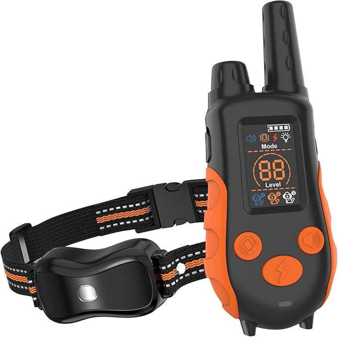 Dog Shock Collar with Remote Control Color Screen - 3300 FT Remote Range, Dog Training Collar with 3 Training Modes, 2 Rechargeable Waterproof E-Collar for Dogs 15-125LBS (Orange, 1 Pack)