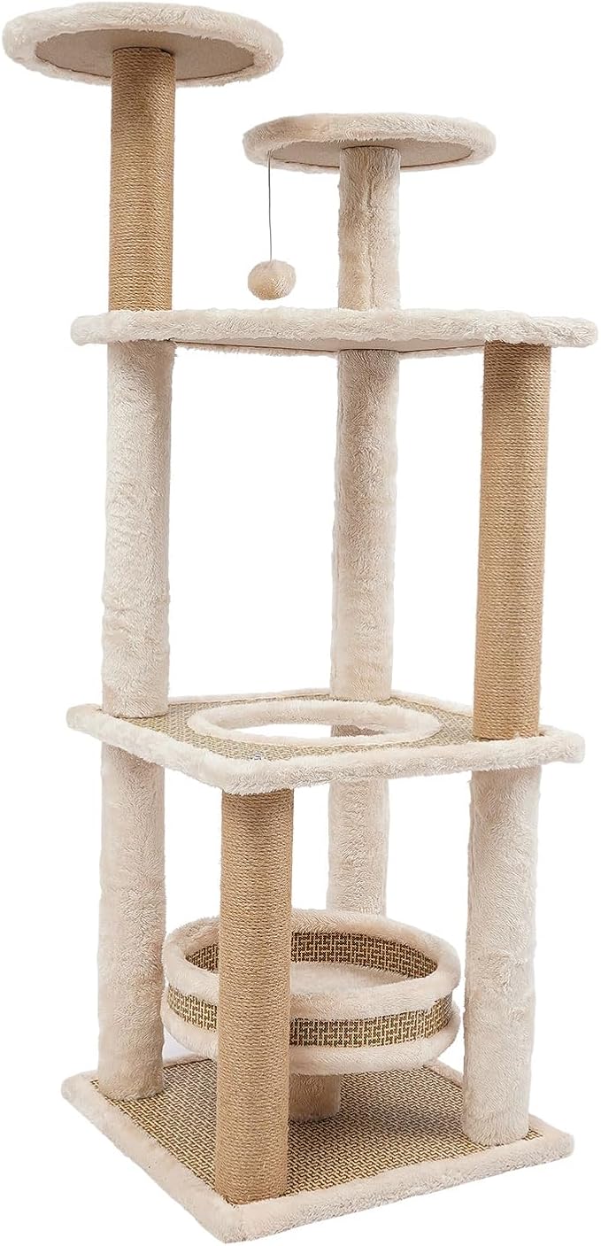 42.92IN XL Cat Tree Tower, Cat Activity Center Play House Multi-Level Large Cat Tree Tower for Indoor, Cat Climbing Frame for Kittens Pet House Play