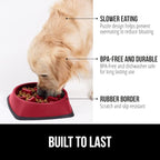 GORILLA GRIP Patented BPA Free Slow Feeder Dog Bowls, 4 Cup Interactive Puzzle Toy for Dogs and Cats Food Training Enrichment, Keeps Pets Busy and Prevents Puppy Overeating, Large Breeds, Red