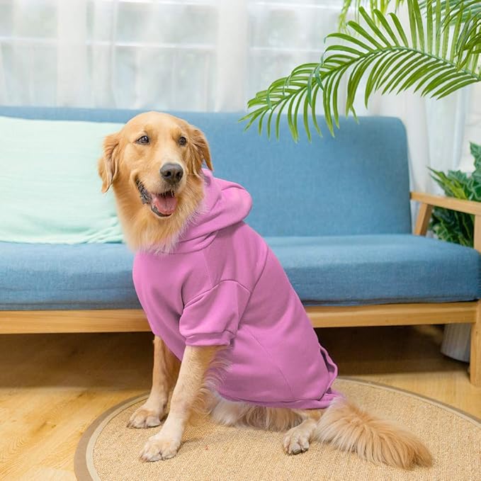 KOOLTAIL Dog Hoodie for Large Medium Small Dogs, Soft and Warm Pet Sweater with Leash Hole and Pocket Boy Girl, Puppy Fall Winter Jacket Clothes, French Pitbull Cold Weather Coat Sweatshirt, Pink XL