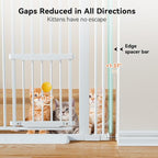 COMOMY 71" Extra Tall Pet Gate for Cats, 29.5-43" Extra Wide Cat Gate with Adjustable Cat Door, Pressure Mounted Easy Walk Through Pet Gate with Door for Stairs, Doorways, Kitchen(White)