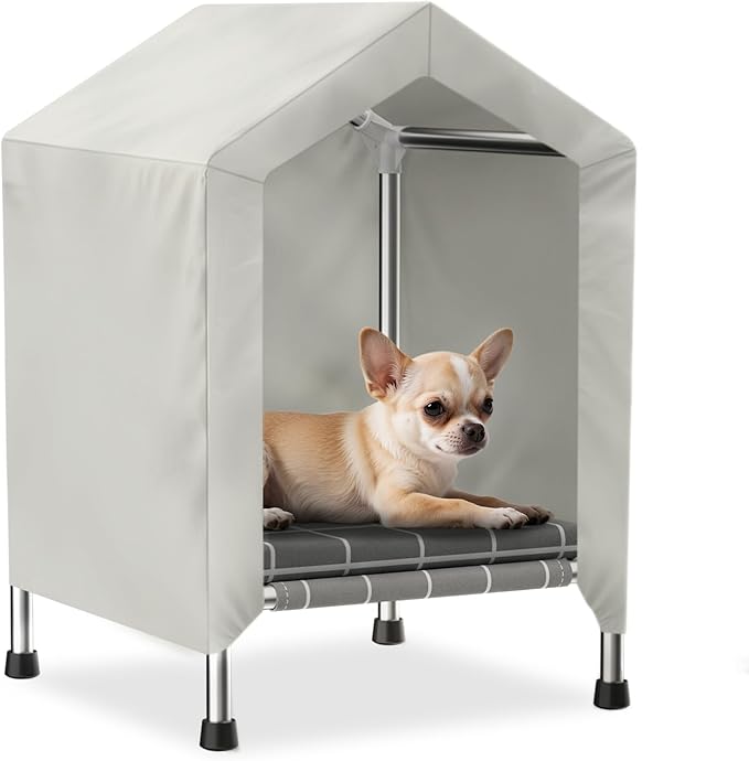 Elevated Dog House with Soft Cushion Insert - Comfortable Pet Home with Elevated Design, Sturdy Dog Shelter for Indoor/Outdoor Use,Perfect for Pets (Small)