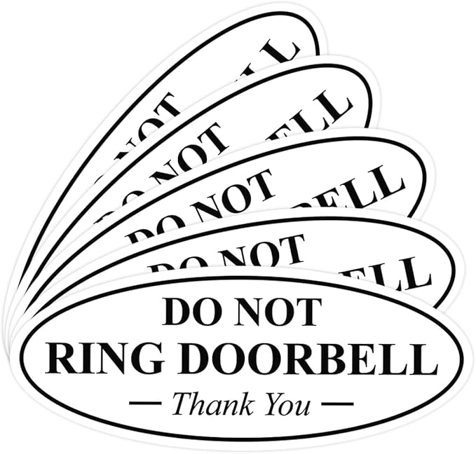 All Quality Oval DO NOT Ring DOORBELL Thank You Sign - White Large 5 Pack