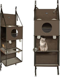 Hanging Cat Tree Condo 4 Level Door Mounted Climber Cat Wall Cats Hammock for Indoor, Hanging/Elevated Bed with Pillow and Ball Toy, Tool-Free Assembly