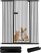 Lumizone Extra Tall Cat Gate 55.12" High Pressure Mounted Extra Wide 2025 New (17 Sizes) 1.37" Gap No Drilling Auto-Close One-Handed Operation Tall Pet Gate for Dogs(Black, 55.12" H x 50.98"-55.11" W)