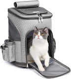 Wheeled Pet Carrier Backpack Pet Stroller, Travel Carrier, Car Seat for Small Dogs Cats Puppies, Comfort Cat Backpack Removable Rolling Wheels – Mesh Ventilation Windows (Grey)