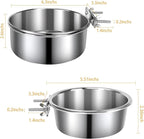 2 Pcs Medium Pet Dog Food Water Bowl for Cage Stainless Steel Non-Spill Kennel Detectable Hanging Cats Pets Bowls with Clamp Holder Crate Feeder Dish for Medium Dogs (5.5x2.3'' & 6.3x2.6'')