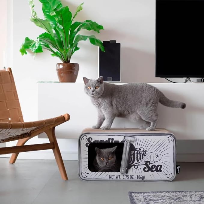 Sardine Cardboard Cat Scratcher, 60 x 30 x 30 cm, White