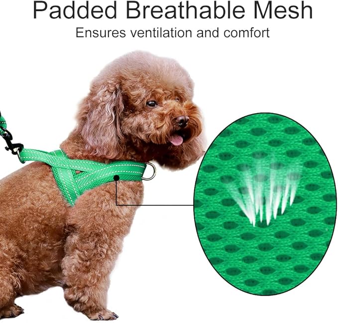Plutus Pet No Pull Dog Harness with Breathable Mesh Padded, Adjustable Reflective Escape Proof Dog Harness, Quick Fit Dog Vest Harness for Small Medium Large Dogs(XXS, Green)