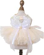 Fashion Sweet Puppy Dog Blingbling Princess Skirt Pet Dog Lace Cake Camisole Tutu Dress E-White M