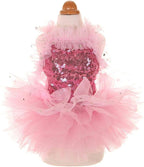 Fashion Sweet Puppy Dog Blingbling Princess Skirt Pet Dog Lace Cake Camisole Tutu Dress Pink Small