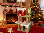 Christmas Cat Tree Tower for Indoor Cats, Holiday Themed Cat Furniture with Cozy Hideaways & Sisal Scratching Posts, Multi-Level Playground for Climbing and Napping (54''-AA)