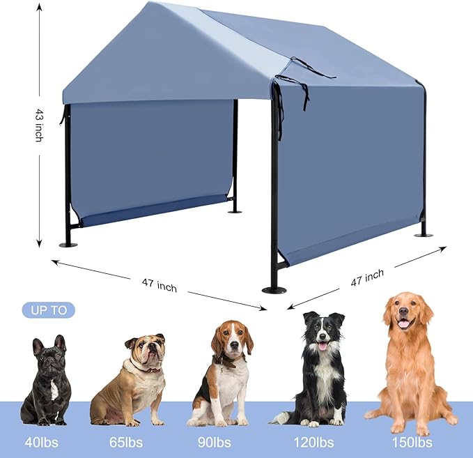 4x4 FT X-Large Outdoor Dog House for Large Dogs, Heavy Duty Weatherproof Dog Kennel with Upgraded Doors, Dog Tent for Outside Shelter, Waterproof Canopy Pet House for Small Animals, Navy Blue