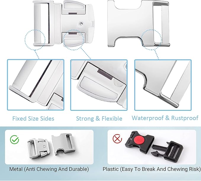 Safiman Collar for Dogs Buckle, Fastener Stainless Steel Buckle Dog Collar with Quick Release Buckle