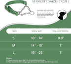 Martingale Collar for Dogs No-Pull Adjustable Training Collar with Stainless Steel Chain - Genuine Leather Anti-Slip Design for Small,Medium,Large Breed Dogs - Green (L)