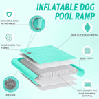FBSPORT Inflatable Dog Boat Ramp Floating Dock Water Ladder for Pool, Boat, Non-Slip EVA Floating Ladder Pool Ramp for Dog Up to 220 LBs, Safe & Easy Access