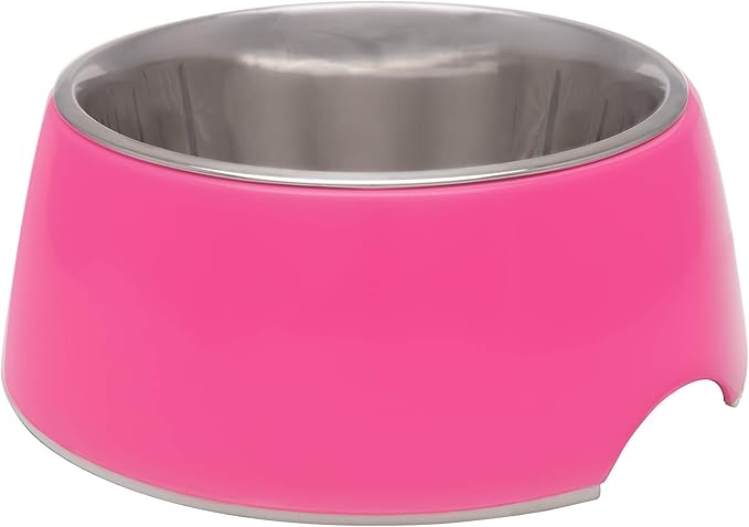 Loving Pets - Retro Bowl Dog Food Water Bowl No Tip Stainless Steel Elevated Pet Bowl No Skid Spill Proof (Small, Pink)