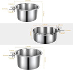 3 Pcs Large Pet Dog Food Water Bowl for Cage Stainless Steel Kennel Hanging Cats Pets Bowls with Clamp Holder Crate Feeder Dish for Medium Large Dogs (7.1x3.5'' & 6.3x2.6'' & 5.5x3.1'')