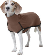 ROZKITCH Thick Dog Sweaters for Small Dogs Male, Pet Windproof Warm Cold Weather Jacket Vest Cozy Jumpsuit Apparel Outfit Clothes for Walking Hiking Travel Sleep Brown S