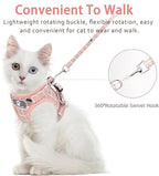 Cat & Dog Vest Harness - All Weather Mesh, Reflective Strap, Step-in Adjustable for Small Cats & Dogs (Pink-Pattern)