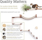 Catastrophic Creations Cat Tree with Hammock Perch – Mounting Wall Cat Shelves w/Canvas Fabric – Bamboo Wood Cat Tree Floating Steps – Lounger & Climber Cat Trees – Modern Cat Furniture
