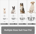 Taglory 8 Cup Stainless Steel Dog Bowls Set of 2 for Food and Water, Silicone Base Anti-Slip, Rust Resistant, Extra Thick Metal Bowls for Medium Dogs, 59oz, Gray