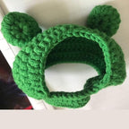 Adorable Pet Funny Hat Cartoon Frog Shape Pet Cap Weaving Puppy Cat Hat Pet Grooming Supplies for Everyday Decoration Christmas Halloween Decoration Use 1PCS