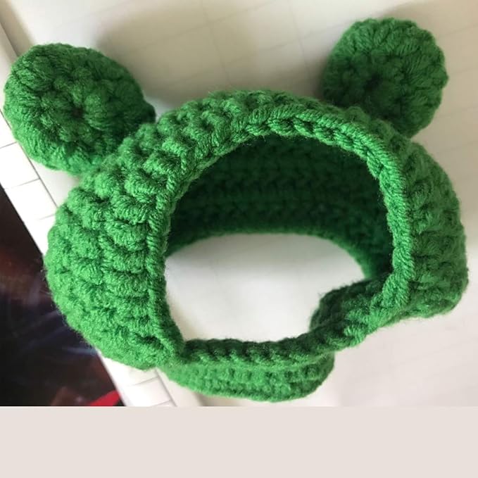 Adorable Pet Funny Hat Cartoon Frog Shape Pet Cap Weaving Puppy Cat Hat Pet Grooming Supplies for Everyday Decoration Christmas Halloween Decoration Use 1PCS