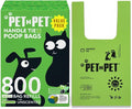 Pet N Pet 800 Counts Unscented Dog Poop Bags Rolls with Tie Handles, 41% Plant Based & 59% PE Poop Bags for Dogs, Extra-Thick Doggie Poo Bag, Pet Waste Bag