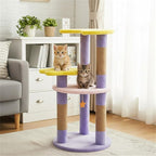 Moon & Star Themed Cat Tree Tower, 29" Tall, Cute Cat Tree for Indoor Cats, 4-Tier Cat Tree Tower for Indoor Cats with Jute Scratching Posts (Purple)
