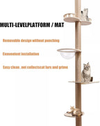 4 Tiers Cat Tree Climbing Floor-to-Ceiling Tower,Cat Play Sisal Rope Scratching Post for Ceiling Height of 100.4-104.3"