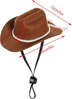 choyaxo Dog Cowboy Hat Dog Cowboy Costume for Small Pet Dogs Cat Cowboy Hat with Bandana Scarf Set Party Accessories (Brown)