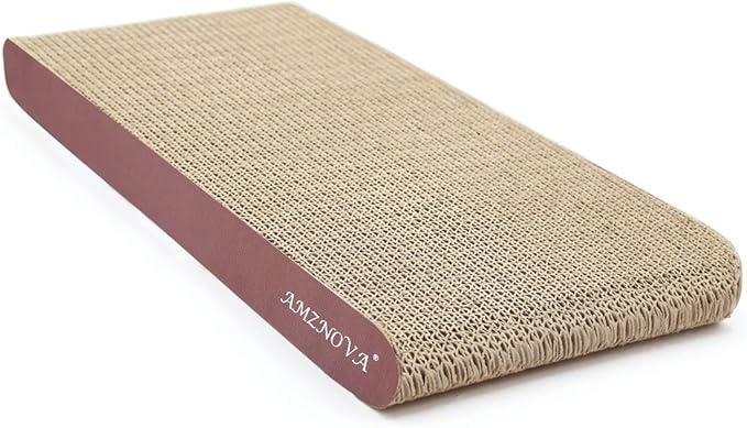 AMZNOVA Cat Scratcher Rescratch Cat Scratching Board, Scratching Pad with Catnip for Indoor, Flat Cardboard Scratcher Scratch Board for Kitten, Narrow, Wood Floor Print
