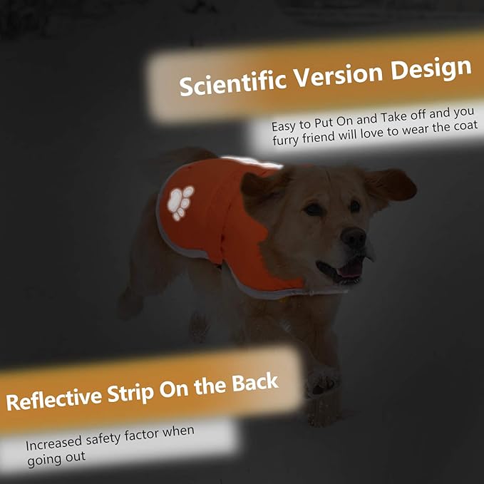Queenmore Cold Weather Dog Coats Loft Reversible Winter Fleece Dog Vest Waterproof Pet Jacket Available in Extra Small, Small, Medium, Large Extra Large Sizes Orange