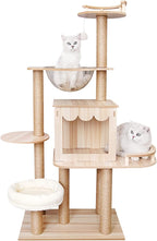 Cat Furniture, Modern Cat Tree, Modern Wood Cat Tower Tree, Wood Color Cat Tree Branch for Cat(52inch)
